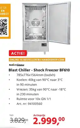 Hanos Blast Chiller Shock Freezer BF610 aanbieding