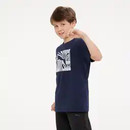Decathlon Katoenen T-shirt met print voor kinderen marineblauw aanbieding