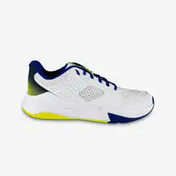 Decathlon Volleybalschoenen voor volwassenen comfort wit/blauw/fluogeel aanbieding