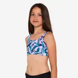 Decathlon Bikinitop voor surfen meisjes bralette bloemen verstelbaar 500 Nora paars aanbieding