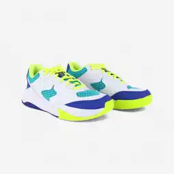 Decathlon Volleybalschoenen VS100 comfort met veters wit/blauw/groen aanbieding