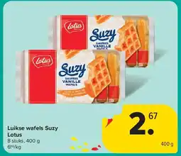 Carrefour Luikse wafels Suzy Lotus aanbieding