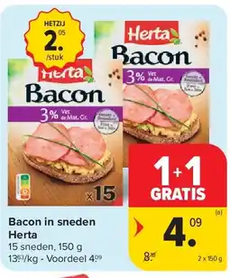Carrefour Bacon in sneden Herta aanbieding