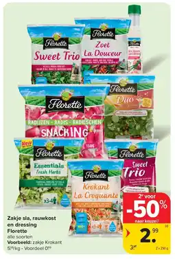 Carrefour Zakje sla, rauwkost en dressing Florette aanbieding