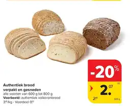 Carrefour Authentiek brood verpakt en gesneden aanbieding