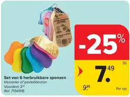 Carrefour Set van 6 herbruikbare sponzen aanbieding