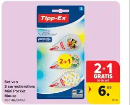 Carrefour Set van 3 correctierollers Mini Pocket Mouse aanbieding