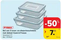 Carrefour Set van 3 oven- en diepvriesschotels met deksel Cook & Freeze aanbieding