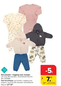 Carrefour Set sweater + legging voor meisjes aanbieding