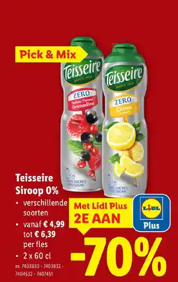 Lidl Teisseire Siroop 0% aanbieding