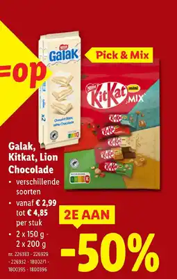 Lidl Galak, Kitkat, Lion Chocolade aanbieding