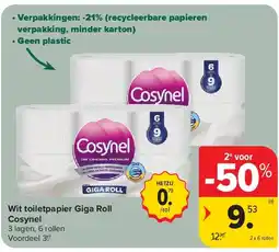 Carrefour Wit toiletpapier Giga Roll Cosynel aanbieding