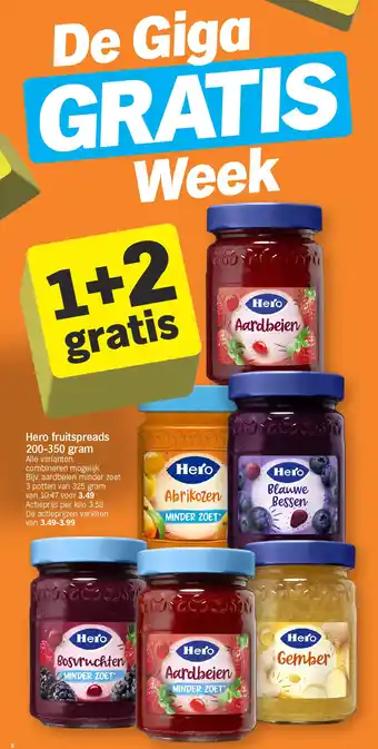 Albert Heijn Hero fruitspreads 200-350 gram aanbieding