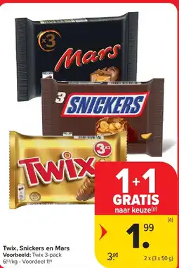 Carrefour Twix, Snickers en Mars aanbieding