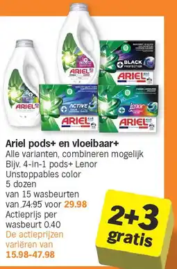Albert Heijn Ariel pods+ en vloeibaar+ aanbieding