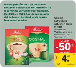 Carrefour Gamma koffiefi lters natuur en bruin Melitta aanbieding