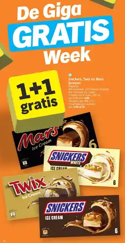 Albert Heijn Snickers, Twix en Mars ijsrepen aanbieding
