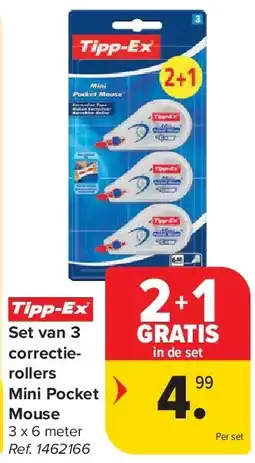 Carrefour Set van 3 correctierollers Mini Pocket Mouse aanbieding