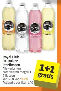 Albert Heijn Royal Club 0% suiker literflessen aanbieding