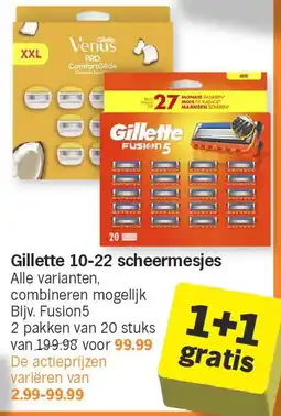 Albert Heijn Gillette 10-22 scheermesjes aanbieding