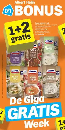 Albert Heijn Unox soep in zak aanbieding