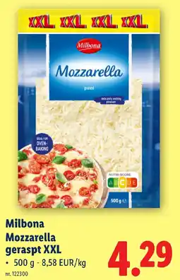 Lidl Milbona Mozzarella geraspt XXL aanbieding