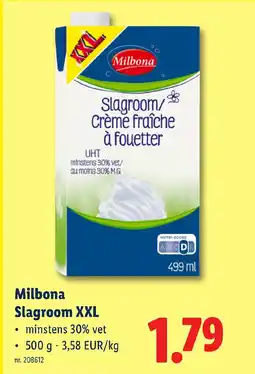 Lidl Milbona Slagroom XXL aanbieding