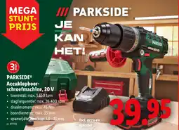 Lidl PARKSIDE Accuklopboor schroefmachine, 20 V aanbieding