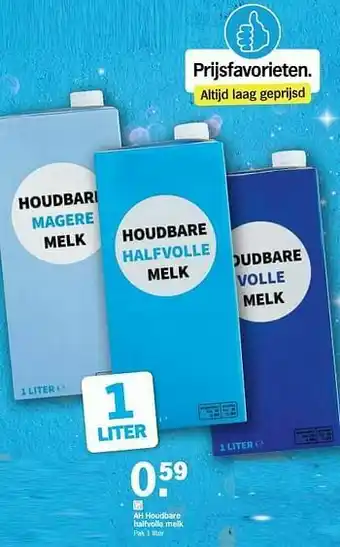 Albert Heijn Ah houdbare halfvolle melk aanbieding