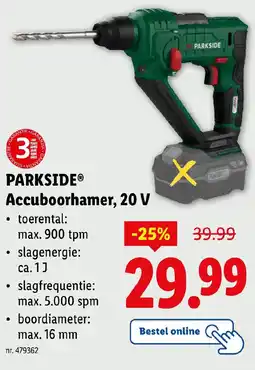 Lidl Parksideⓡ accuboorhamer, 20 v aanbieding