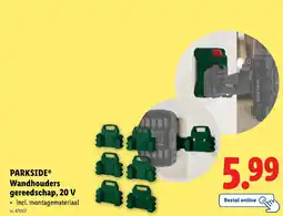 Lidl Parkside wandhouders gereedschap, 20 v aanbieding