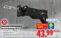 Lidl Parkside performance accureciprozaag, 20 v aanbieding