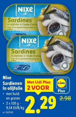 Lidl Nixe Sardienen in olijfolie aanbieding