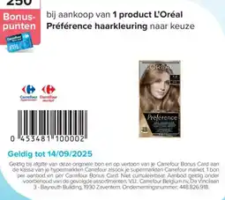 Carrefour L'oreal préférence haarkleuring aanbieding