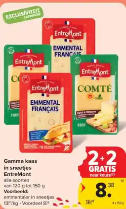 Carrefour Market EntreMont Gamma kaas in sneetjes aanbieding