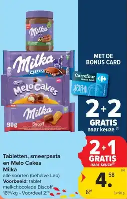 Carrefour Market Milka Tabletten, smeerpasta en Melo Cakes aanbieding