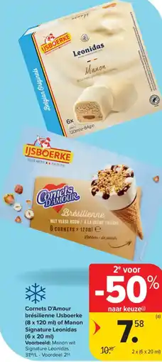 Carrefour Market Cornets D'Amour brésilienne IJsboerke of Manon Signature Leonidas aanbieding