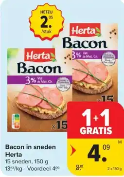 Carrefour Market Herta Bacon in sneden aanbieding