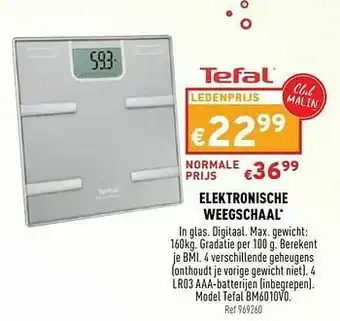 Trafic Elektronische weegschaal tefal bm6010v0 aanbieding