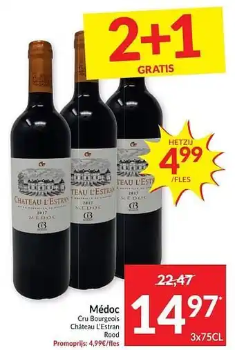 Intermarché Médoc cru Bourgeois Château L`Estran rood aanbieding