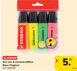 Carrefour Market Stabilo set van 4 markeerstiften boss original aanbieding