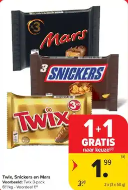 Carrefour Market Twix, Snickers en Mars aanbieding