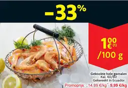 Cora Gekookte hele garnalen Kal. 60/80 aanbieding