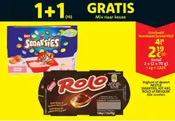 Cora Yoghurt of dessert nestlé smarties, kit kat, rolo of nesquik aanbieding