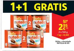 Cora Nutella & go sticks+chocolade aanbieding