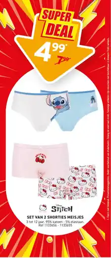Trafic Set van 2 shorties meisjes aanbieding
