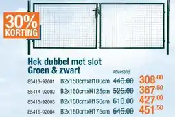Cevo Hek dubbel met slot Groen & zwart aanbieding