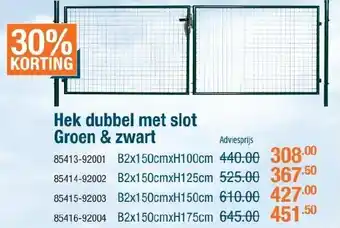 Cevo Hek dubbel met slot Groen & zwart aanbieding
