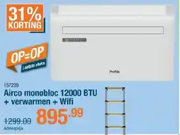 Cevo Airco monobloc 12000 BTU + verwarmen + Wifi aanbieding