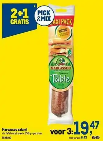 Makro Marcassou salami tafelworst maxi aanbieding
